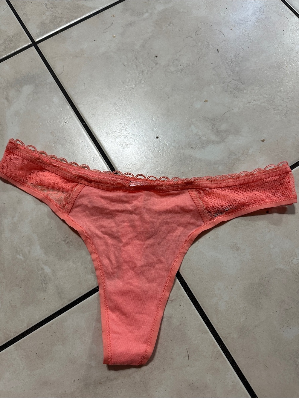 Victoria's Secret Coral Lace-Trim Thong